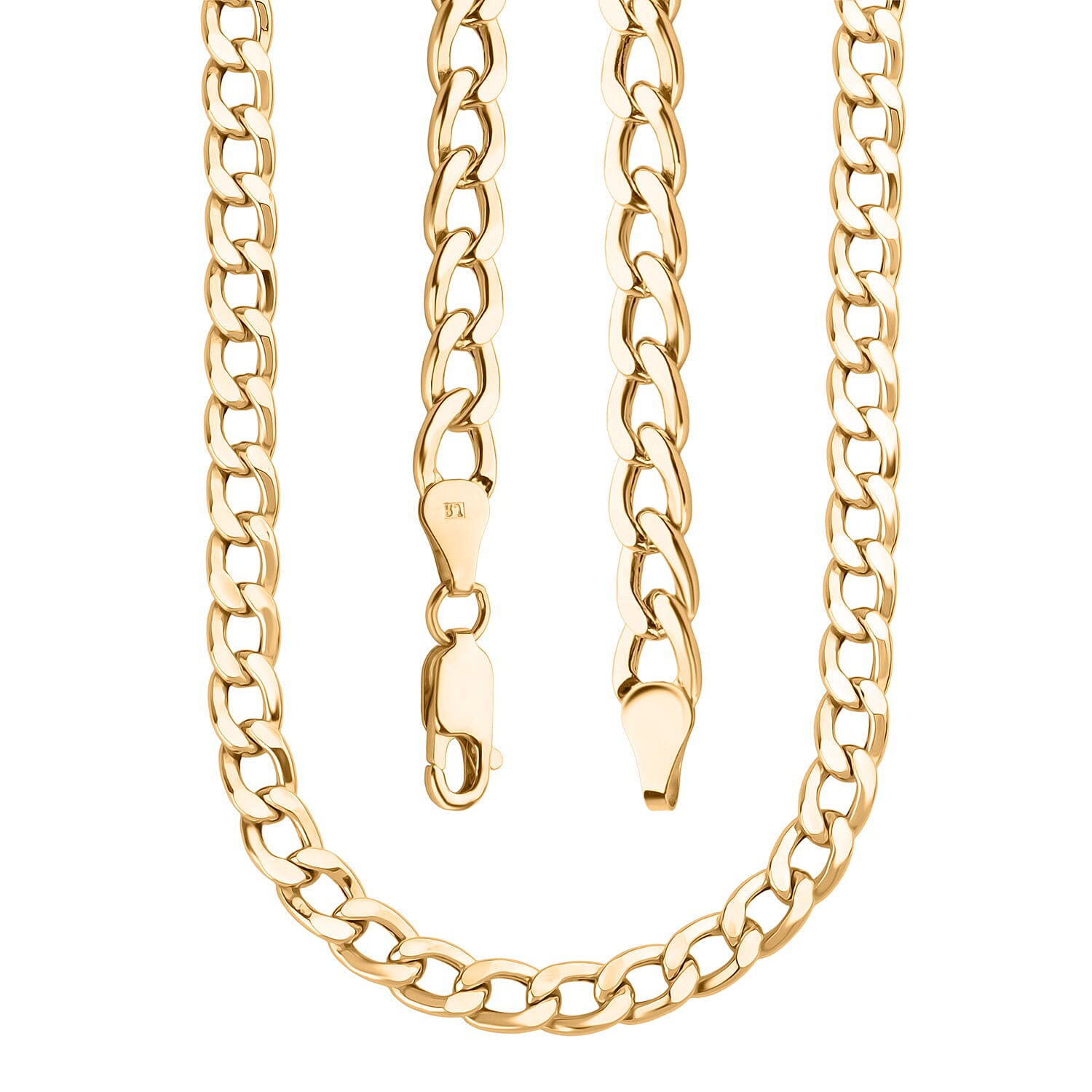 9K Yellow Gold Flat Curb Chain (size - 24) with Lobster Clasp, Gold Wt. 13.8 Gms.