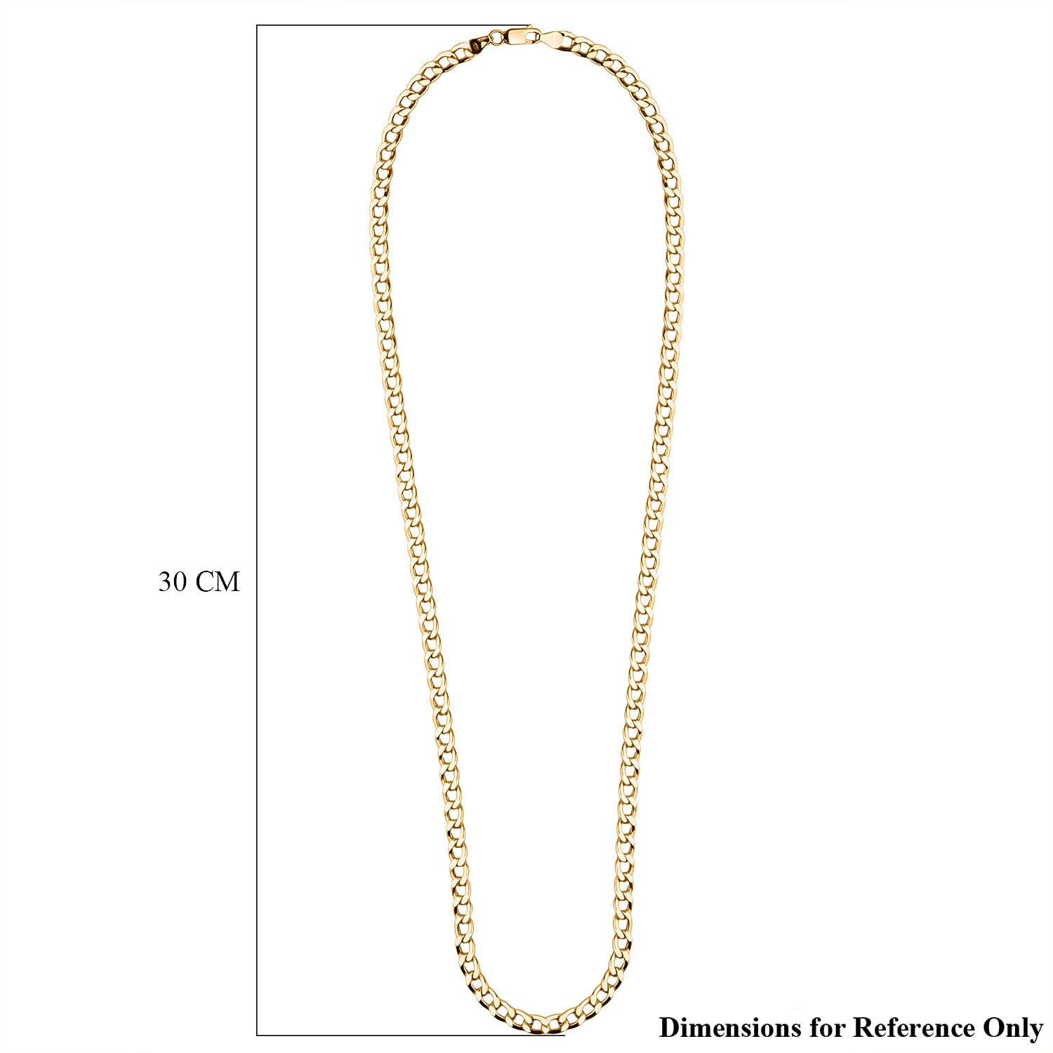 9K Yellow Gold Flat Curb Chain (size - 24) with Lobster Clasp, Gold Wt. 13.8 Gms.