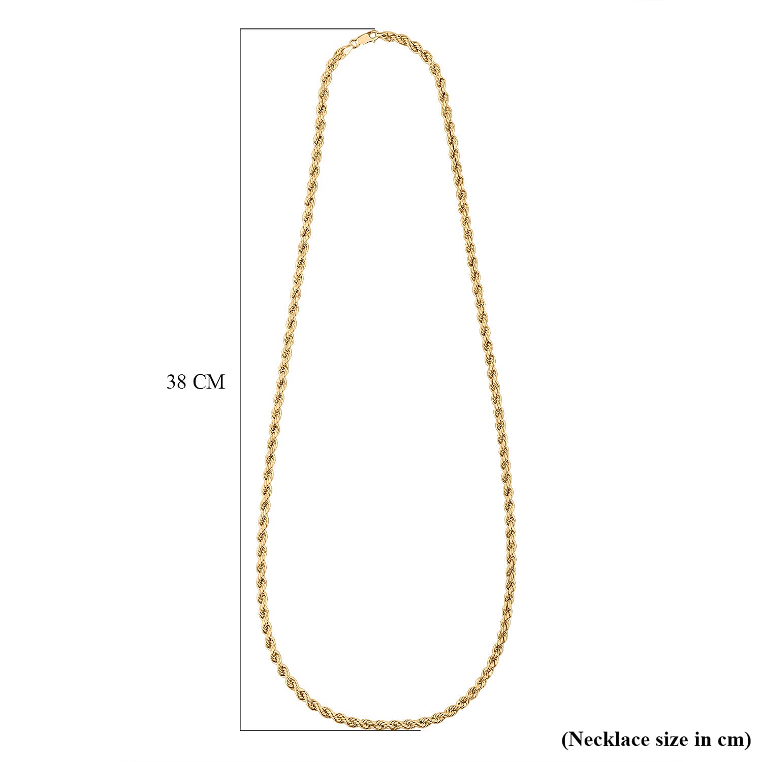 9K Yellow Gold Rope Chain (Size - 30) with Lobster Clasp, Gold Wt. 15.3 Gms.