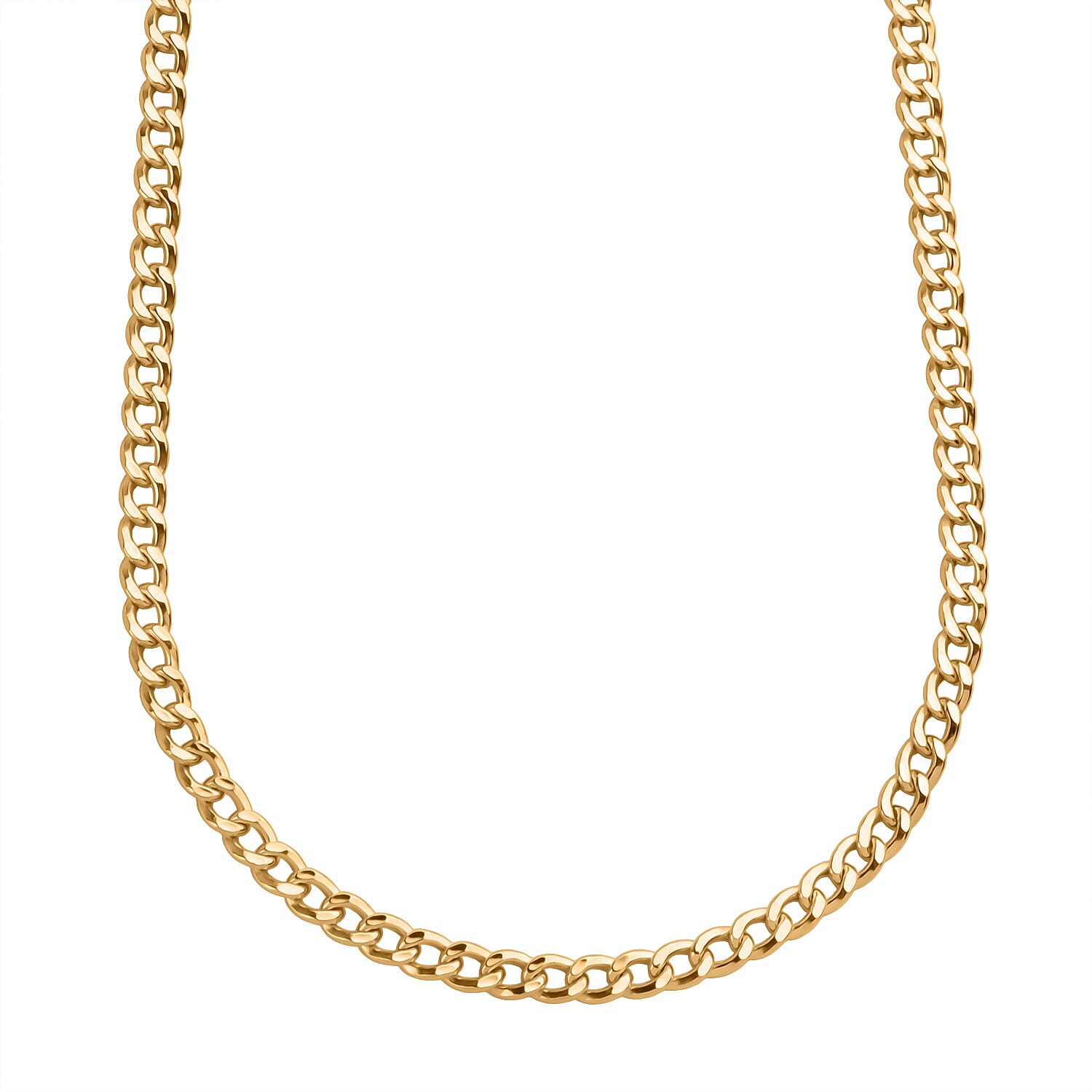 9K Yellow Gold Flat Curb Necklace (Size - 18) with Lobster Clasp 4.25 gram