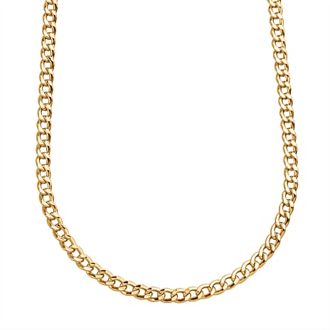 9K Yellow Gold Flat Curb Necklace (Size - 18) with Lobster Clasp