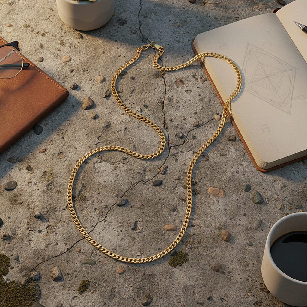 9K Yellow Gold Flat Curb Necklace (Size - 18) with Lobster Clasp 4.25 gram