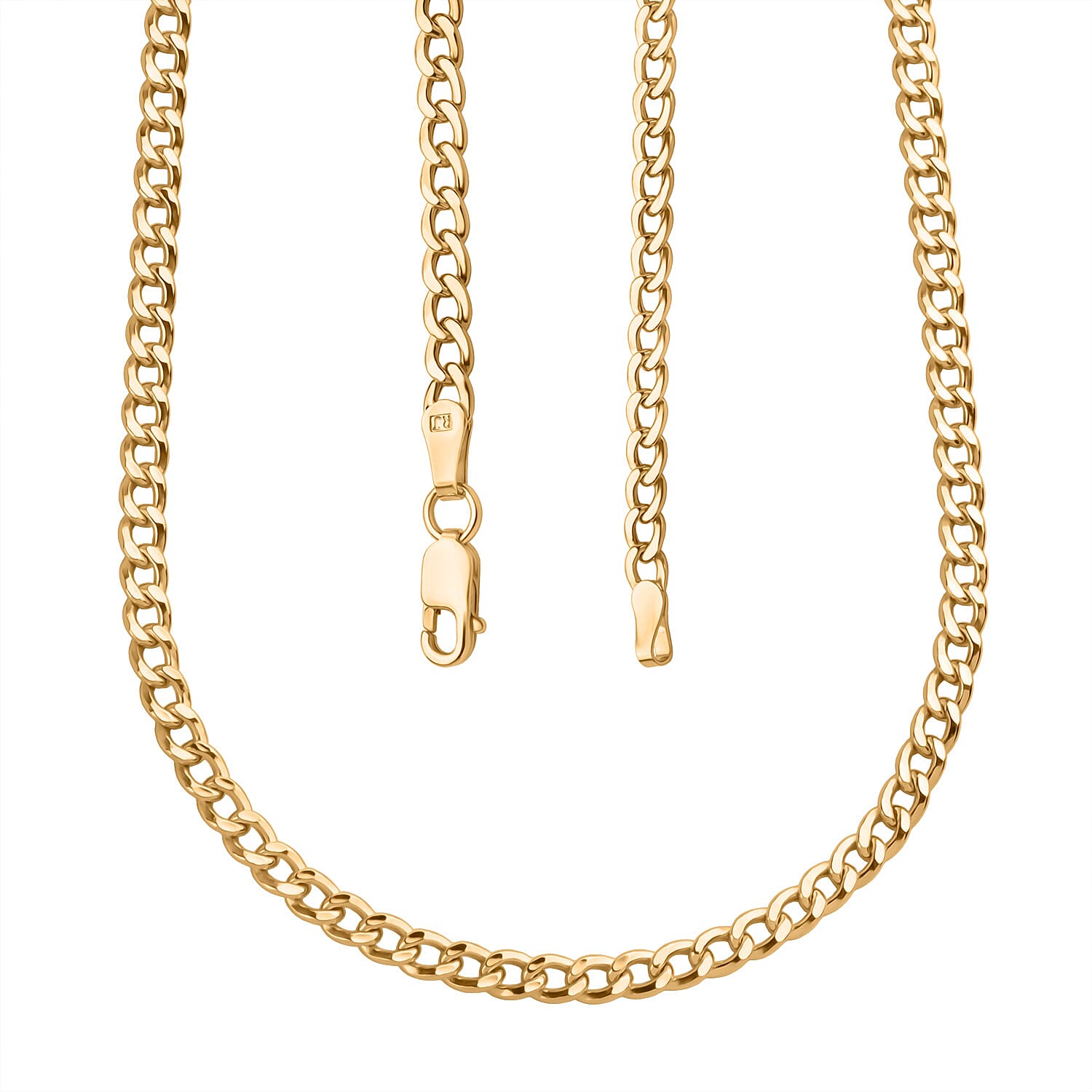 9K Yellow Gold Flat Curb Necklace (Size - 18) with Lobster Clasp 4.25 gram