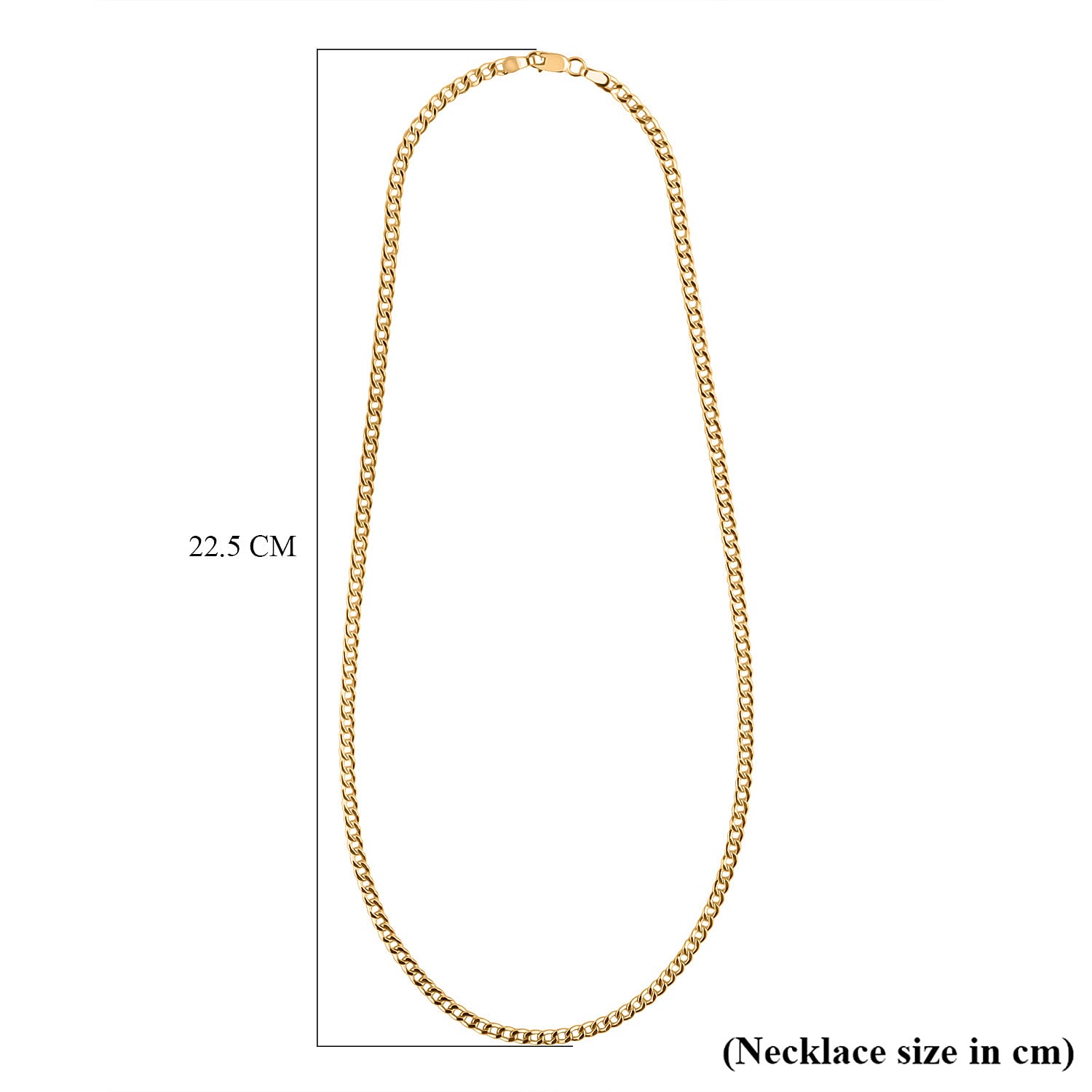 9K Yellow Gold Flat Curb Necklace (Size - 18) with Lobster Clasp 4.25 gram