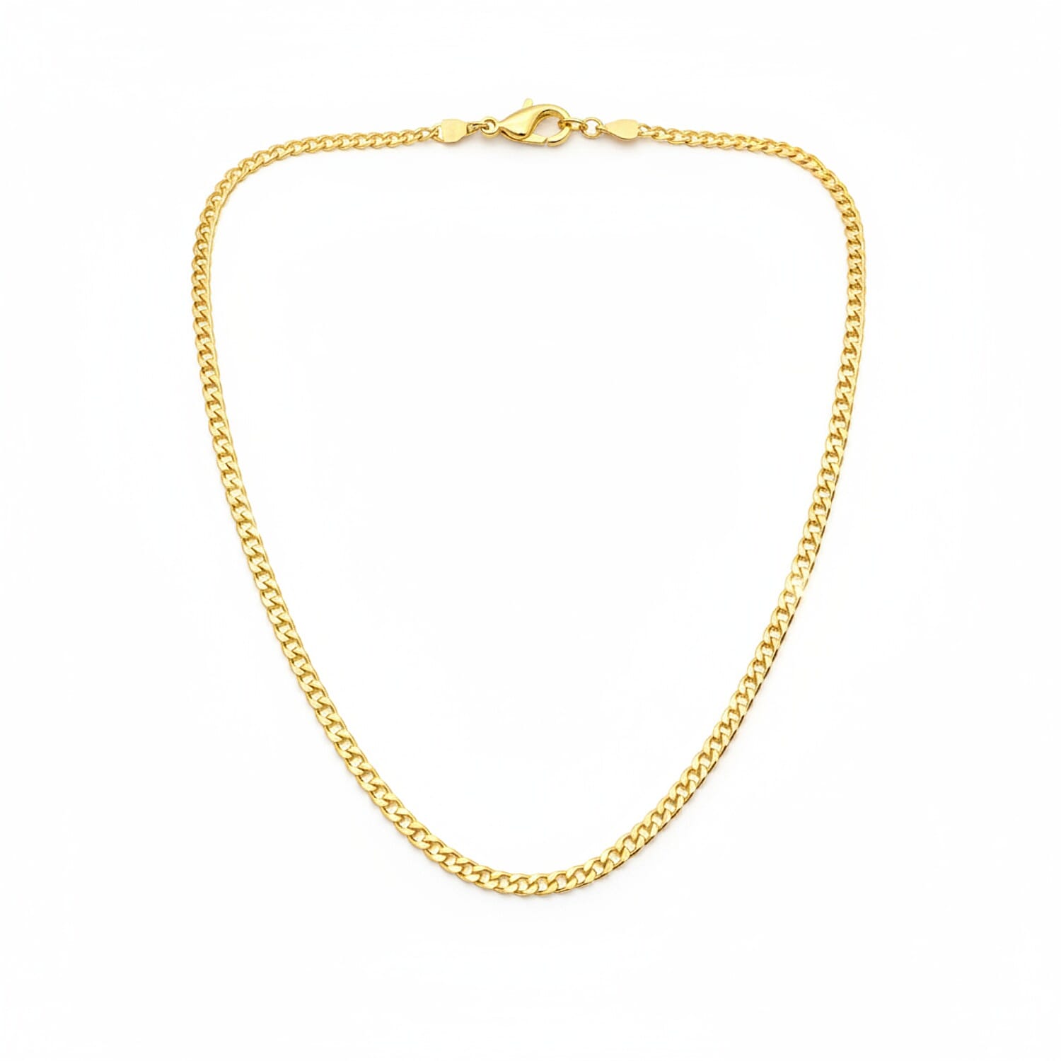 9K Yellow Gold Flat Curb Necklace (Size - 18) with Lobster Clasp 4.25 gram