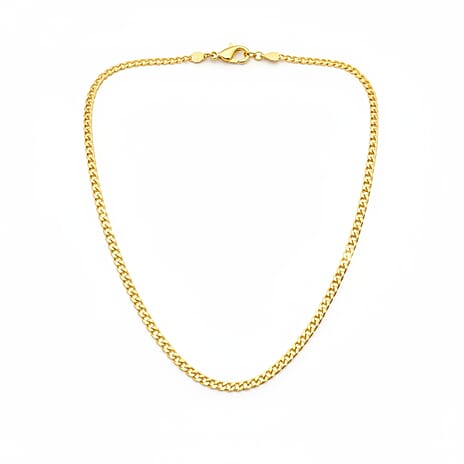 9K Yellow Gold Flat Curb Necklace (Size - 18) with Lobster Clasp
