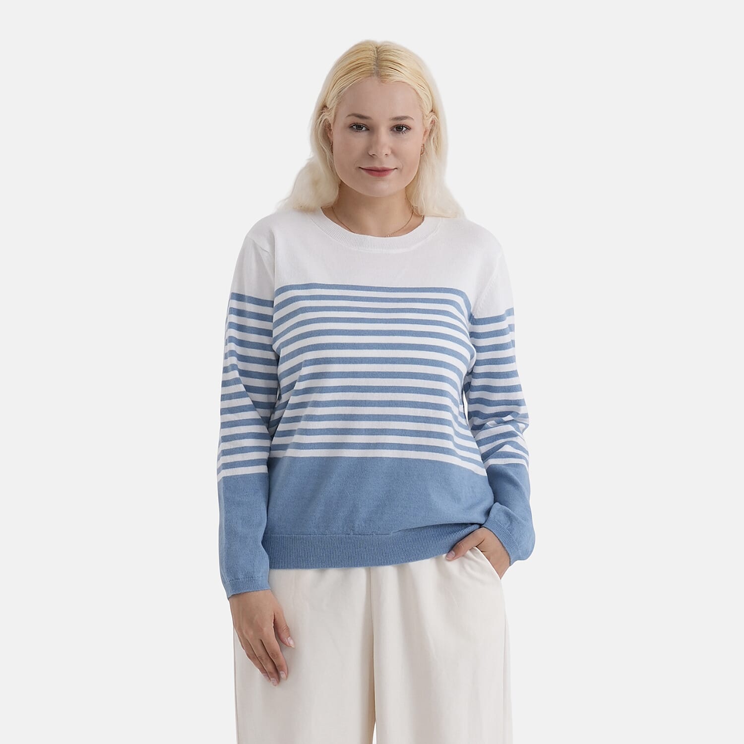 La Marey Patterned Top (Size - Large) - Blue White