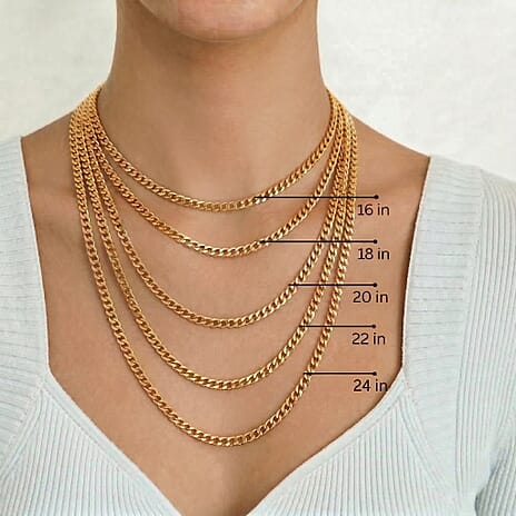 9K Yellow Gold Flat Curb Necklace (Size - 20) with Lobster Clasp, 4.75 Gms