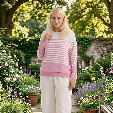 La Marey Soft Striped Jumper (Size 20 to 22) - Pink