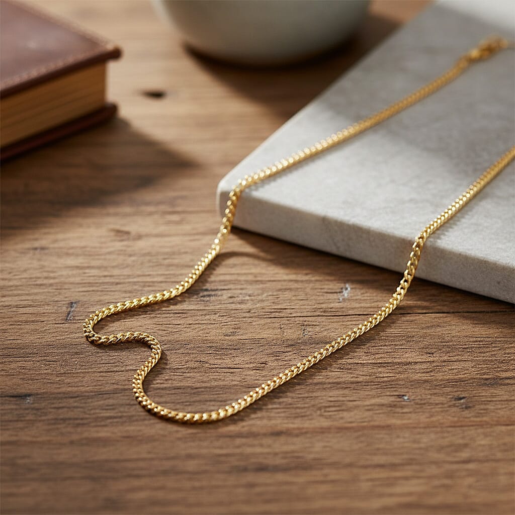 9K Yellow Gold Flat Curb Chain (Size - 16) with Lobster Clasp, Gold Wt. 5.78 Gms