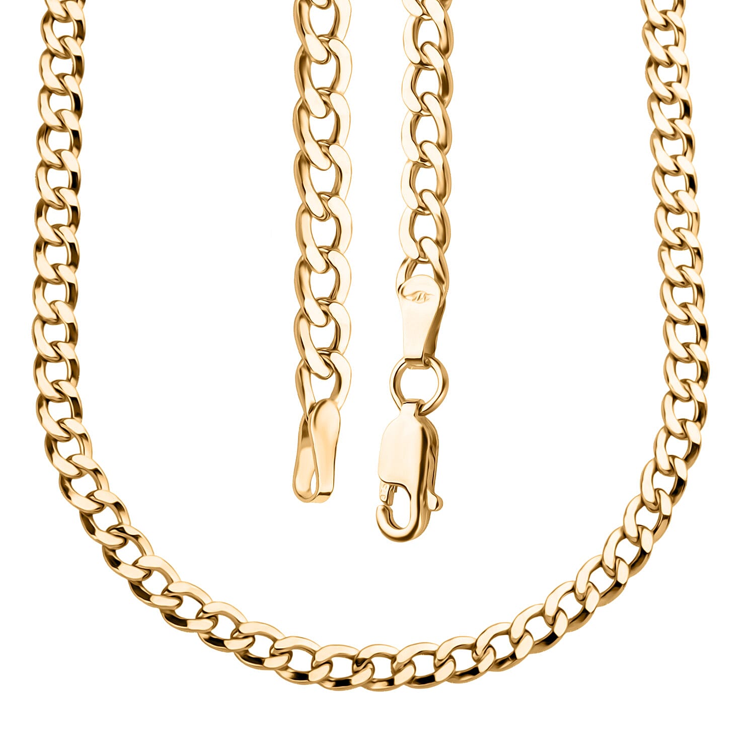 9K Yellow Gold Flat Curb Chain (Size - 16) with Lobster Clasp, Gold Wt. 5.78 Gms