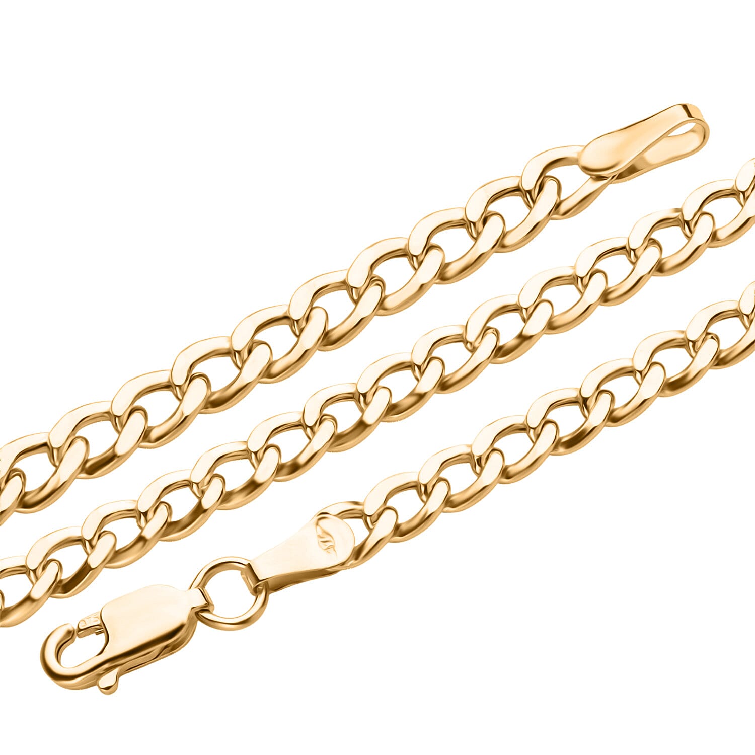 9K Yellow Gold Flat Curb Chain (Size - 16) with Lobster Clasp, Gold Wt. 5.78 Gms