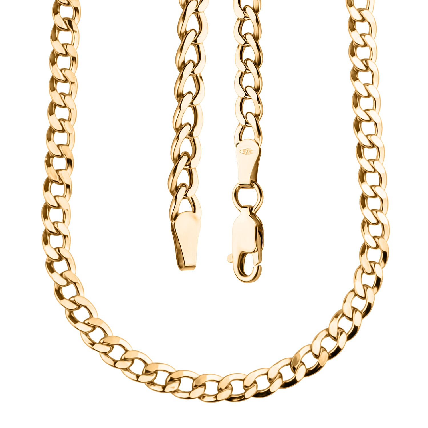 9K Yellow Gold Flat Curb Neckalce (Size - 20) with Lobster Clasp 7.13 grams