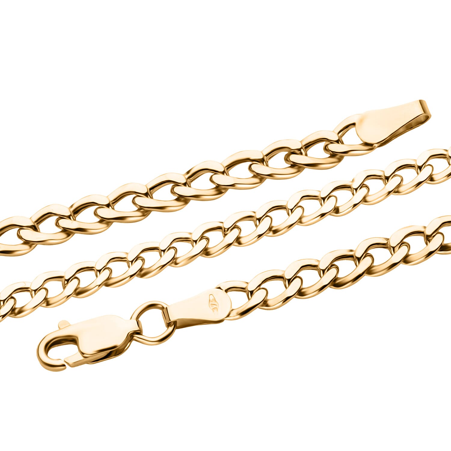 9K Yellow Gold Flat Curb Neckalce (Size - 20) with Lobster Clasp 7.13 grams
