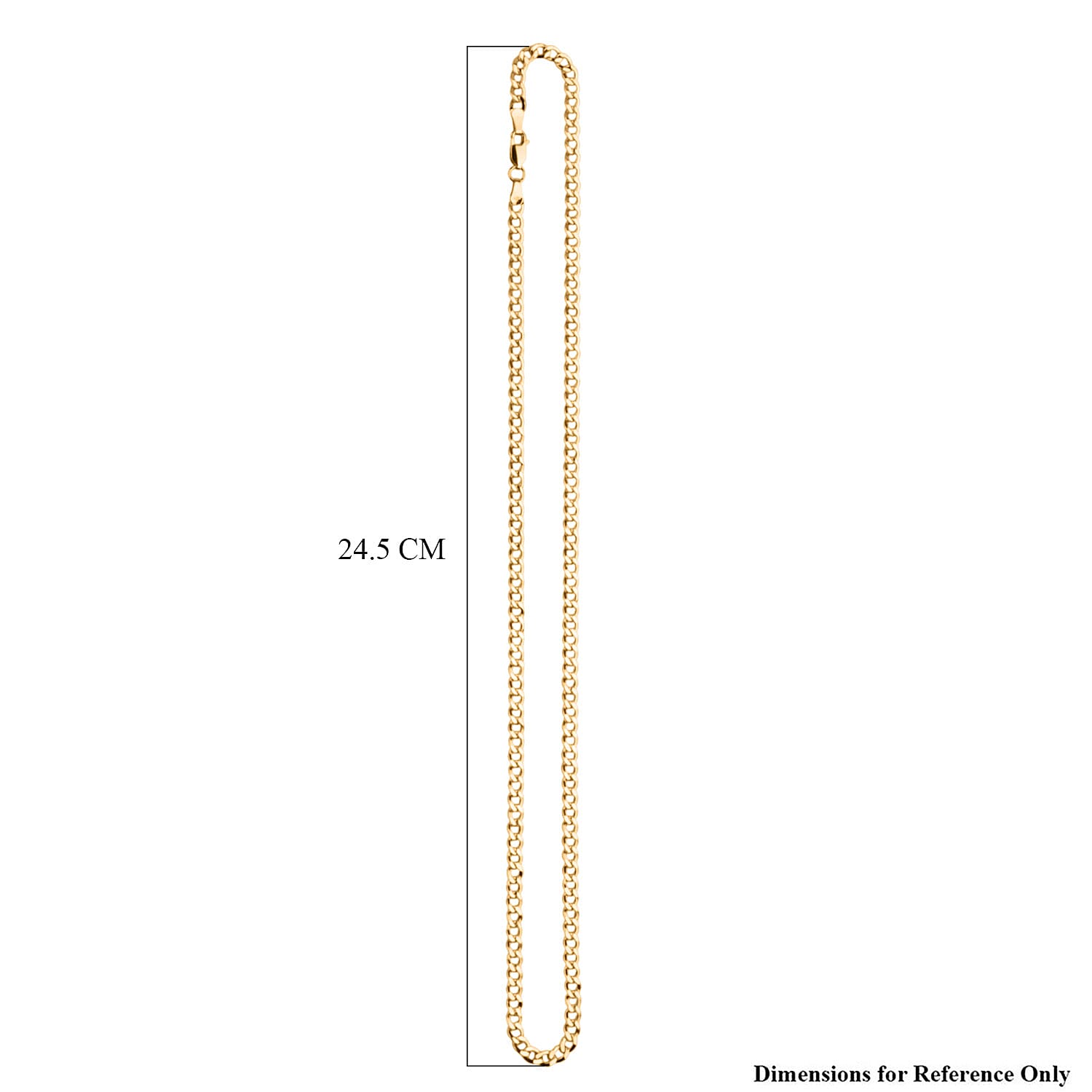 9K Yellow Gold Flat Curb Neckalce (Size - 20) with Lobster Clasp 7.13 grams