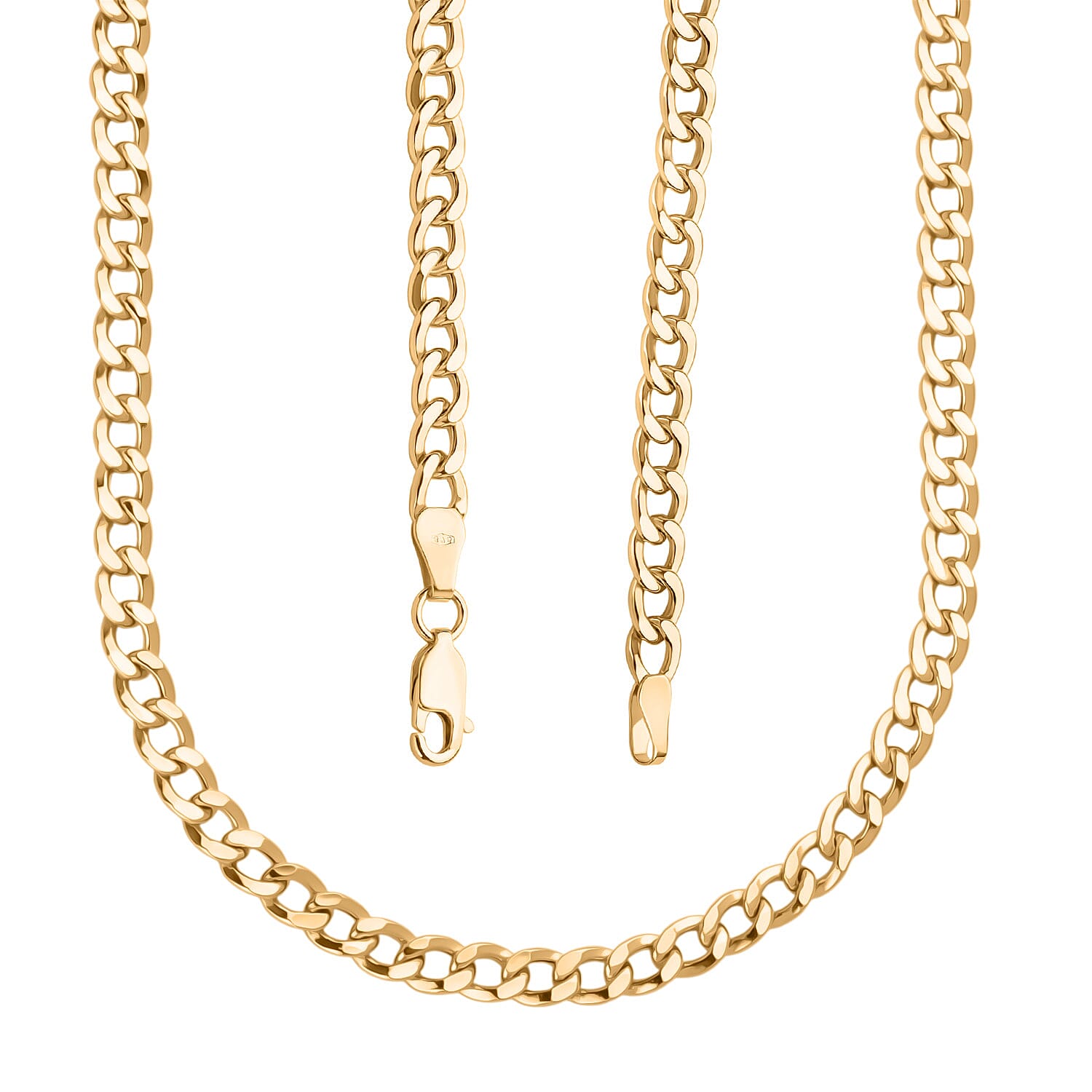 9K Yellow Gold Flat Curb Necklace (Size - 24) with Lobster Clasp, Gold Wt. 8.54 Gms