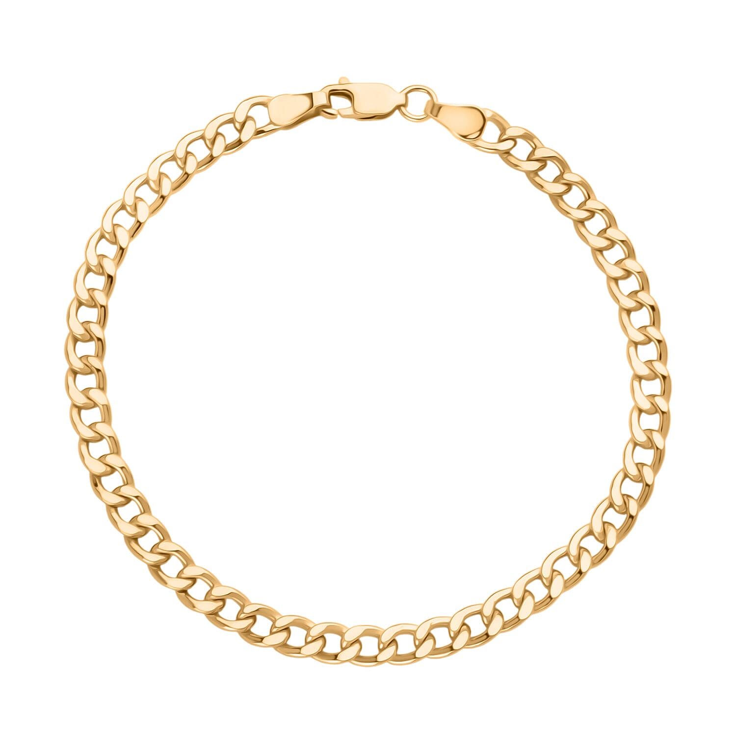 9K Yellow Gold Flat Curb Bracelet (Size - 7.50) with Lobster Clasp, Gold Wt. 4.00 Gms.