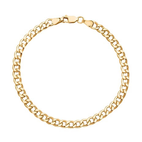 9K Yellow Gold Flat Curb Bracelet (Size - 7.50) with Lobster Clasp, Gold Wt. 4.00 Gms.