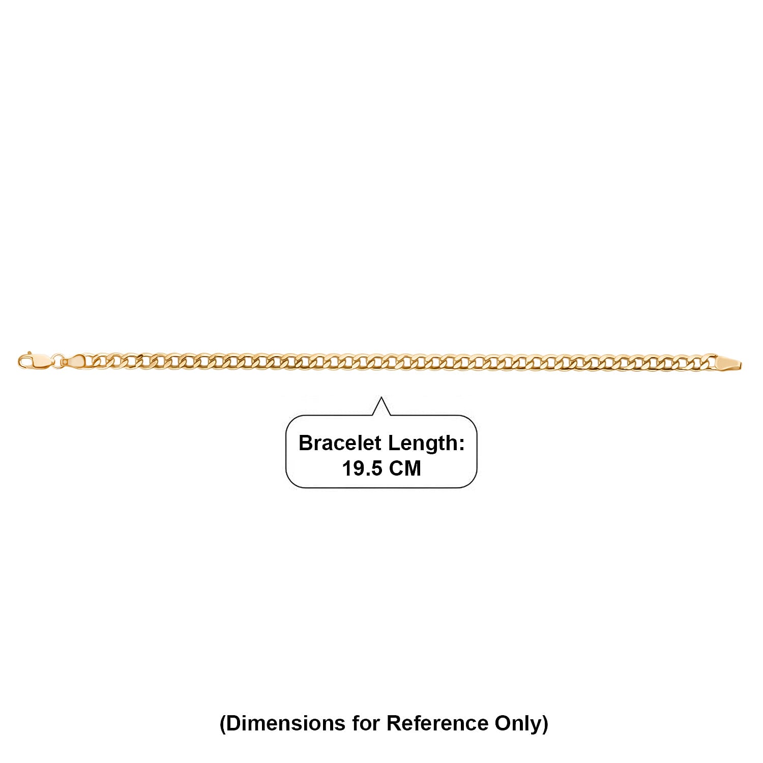 9K Yellow Gold Flat Curb Bracelet (Size - 7.50) with Lobster Clasp, Gold Wt. 4.00 Gms.