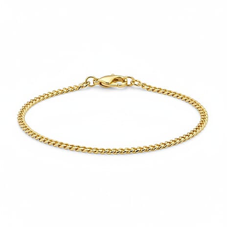 9K Yellow Gold Flat Curb Bracelet (Size - 7.5) with Lobster Clasp