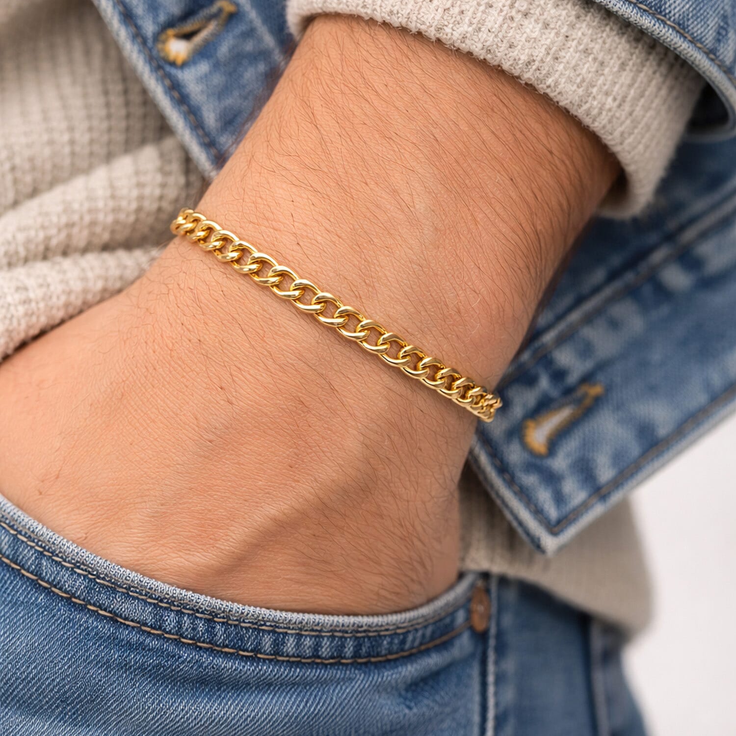 9K Yellow Gold Flat Curb Bracelet (Size - 8.50) with Lobster Clasp, Gold Wt. 4.34 Gms.