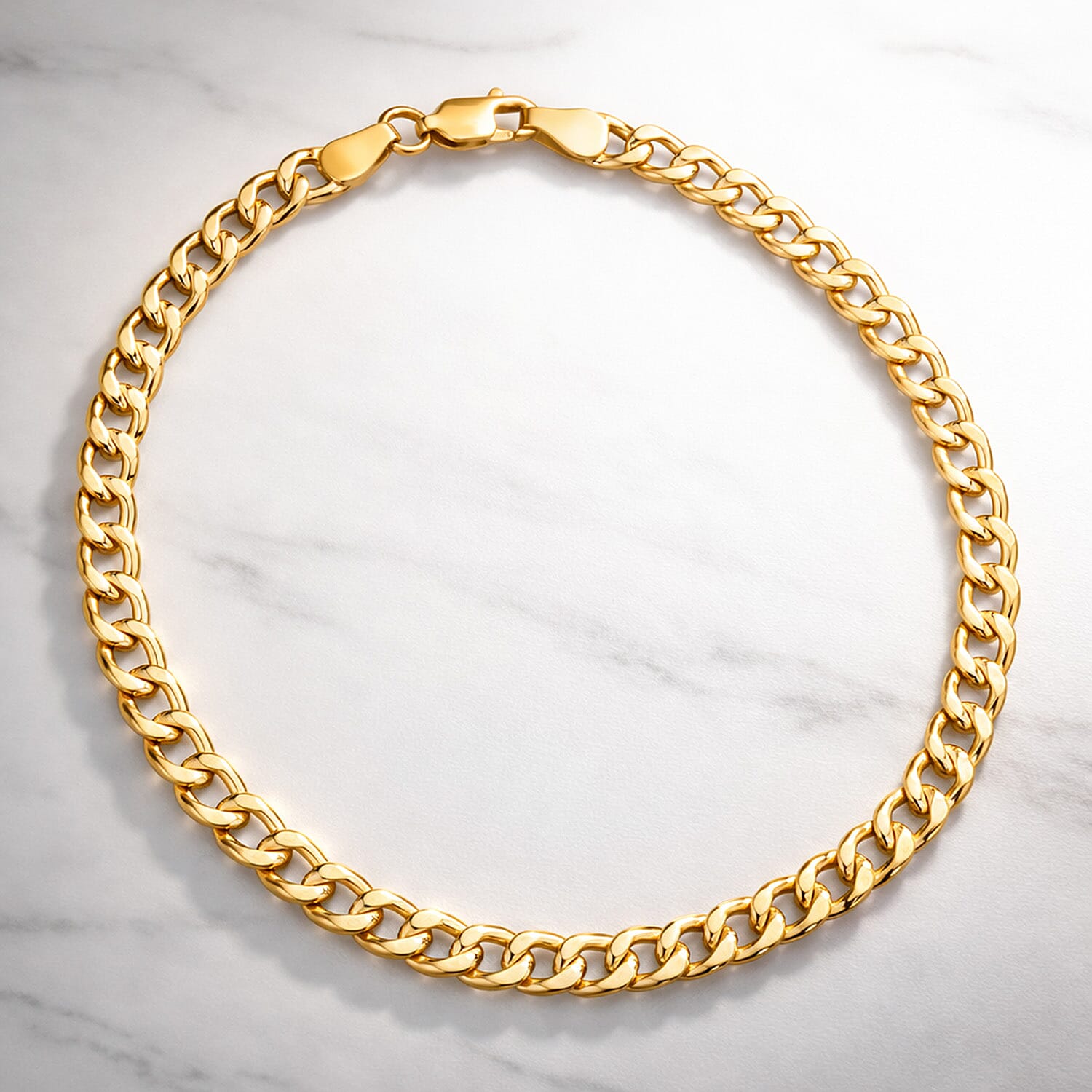 9K Yellow Gold Flat Curb Bracelet (Size - 8.50) with Lobster Clasp, Gold Wt. 4.34 Gms.