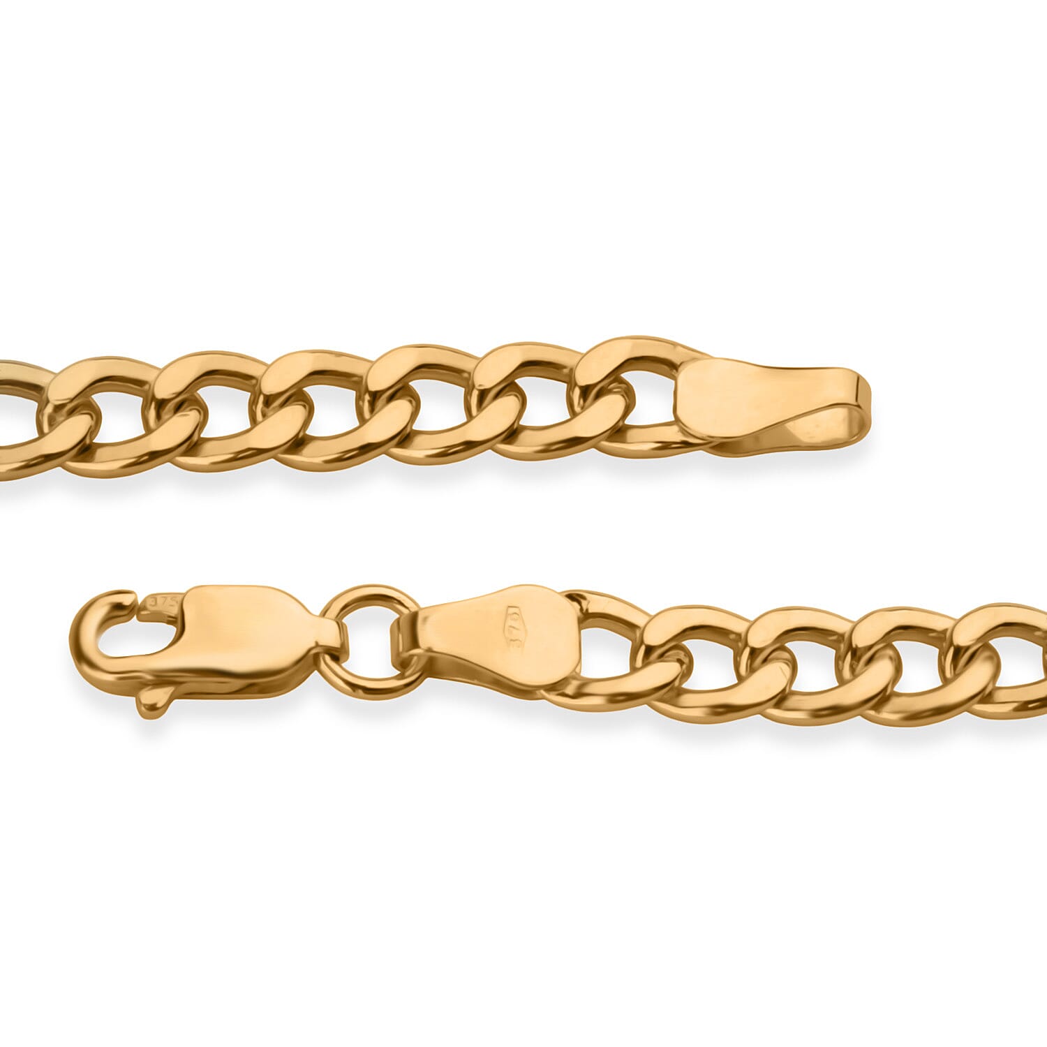 9K Yellow Gold Flat Curb Bracelet (Size - 8.50) with Lobster Clasp, Gold Wt. 4.34 Gms.