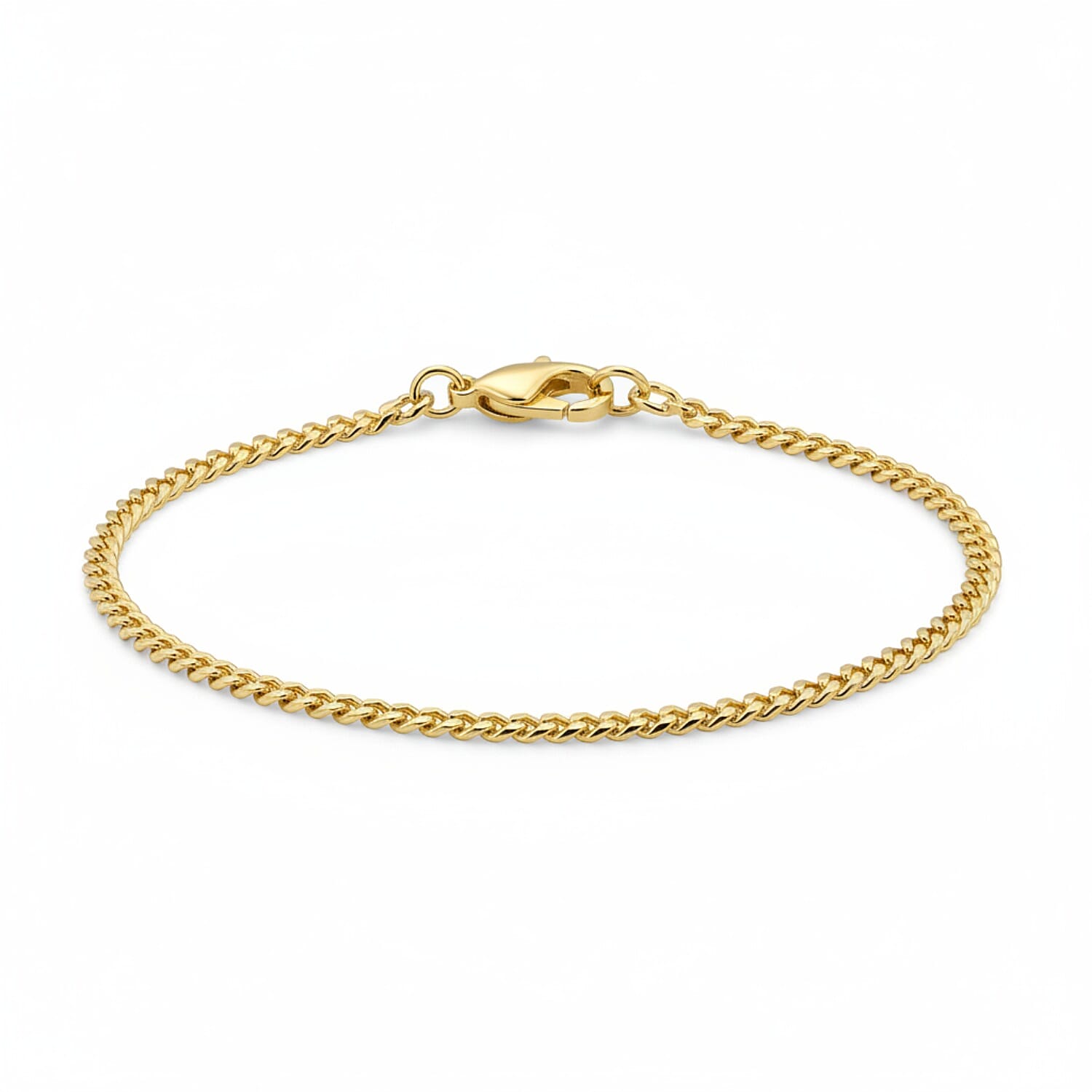 9K Yellow Gold Flat Curb Bracelet (Size - 8.5) with Lobster Clasp