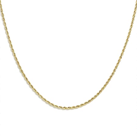 9K Yellow Gold 1.6MM Rope Necklace with Spring Ring Clasp 16 Inch