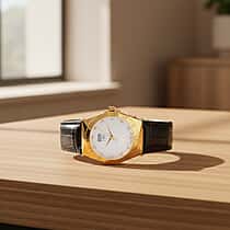 EON 1962 Ronda 763 Limited Edition Swiss Movement VVS- E-F 12 Lab Grown Diamonds Watch with 5ATM Water Resistance Leather Strap-Black