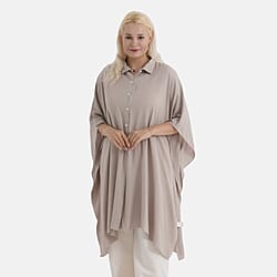 La Marey Kaftan-Style Longline Shirt (One Size) - Beige