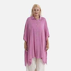 La Marey Kaftan-Style Longline Shirt (One Size) - Beige