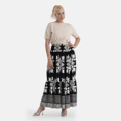 La Marey Abstract Print Summer Maxi Skirt (One Size) - Red