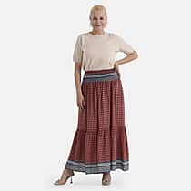 La Marey Abstract Print Summer Maxi Skirt (One Size) - Red