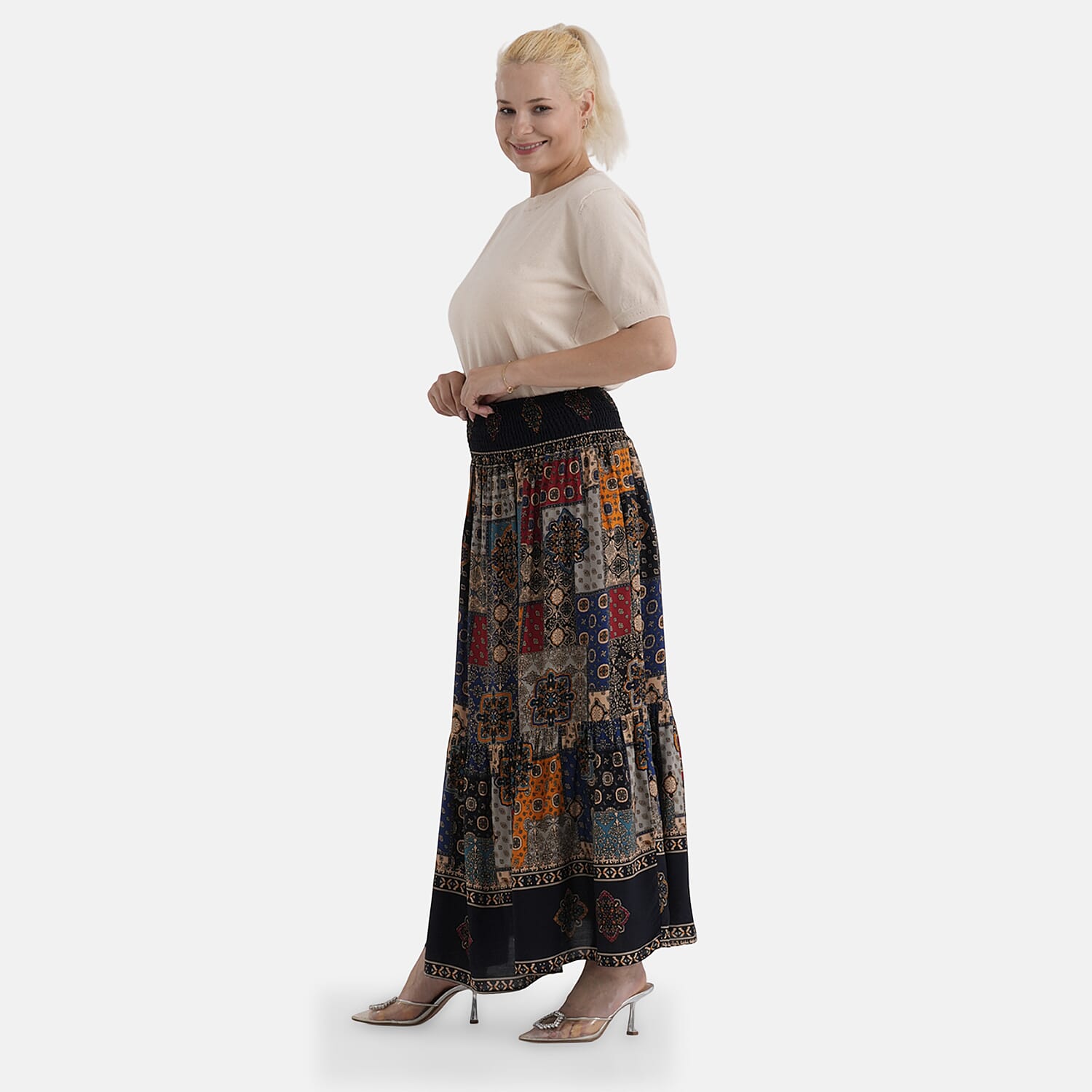 La Marey Patterned Skirt (Size - One Size) - Blue