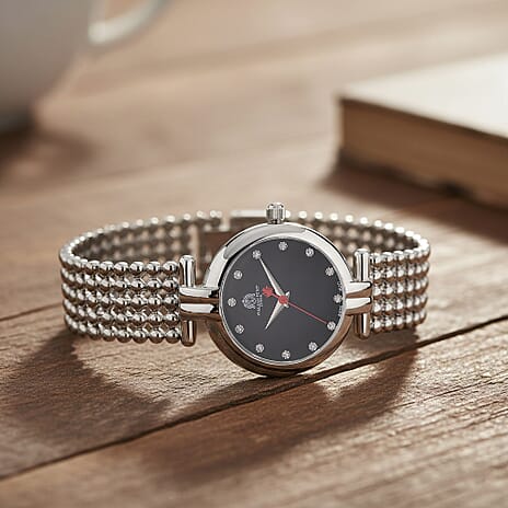 WILLIAM HUNT Limited Edition Swiss Movement VVS- E-F Lab Grown Diamonds Watch With 5ATM Water Resistancy and Bubble Strap With Gift Box - Silver