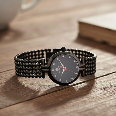 WILLIAM HUNT Limited Edition Swiss Movement VVS- E-F Lab Grown Diamonds Watch With 5ATM Water Resistancy and Bubble Strap With Gift Box - Black