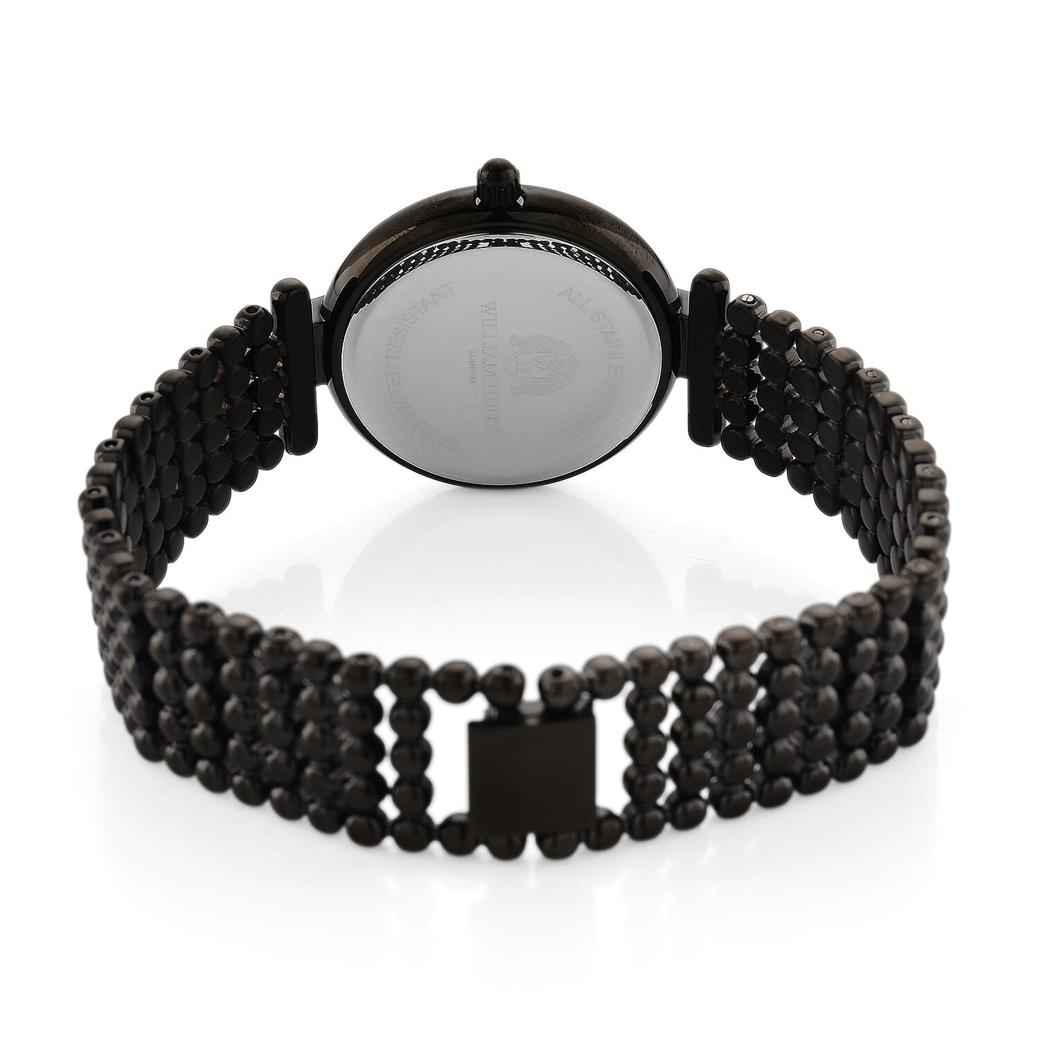 WILLIAM HUNT Ronda 763 Swiss Quartz 5ATM WR Black & Diamond Dial & Black Case Ladies Watch with Black Stainless Steel Strap