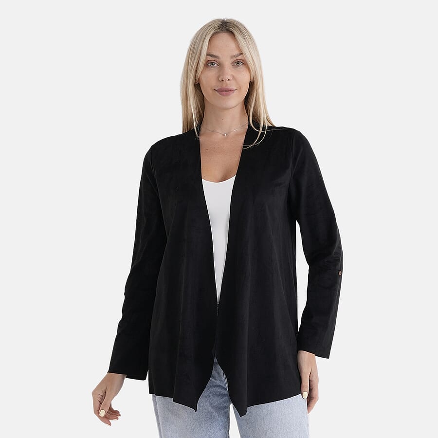 - Maisi Classic Knitted Structured Drape Cardigan (Size S) - Black