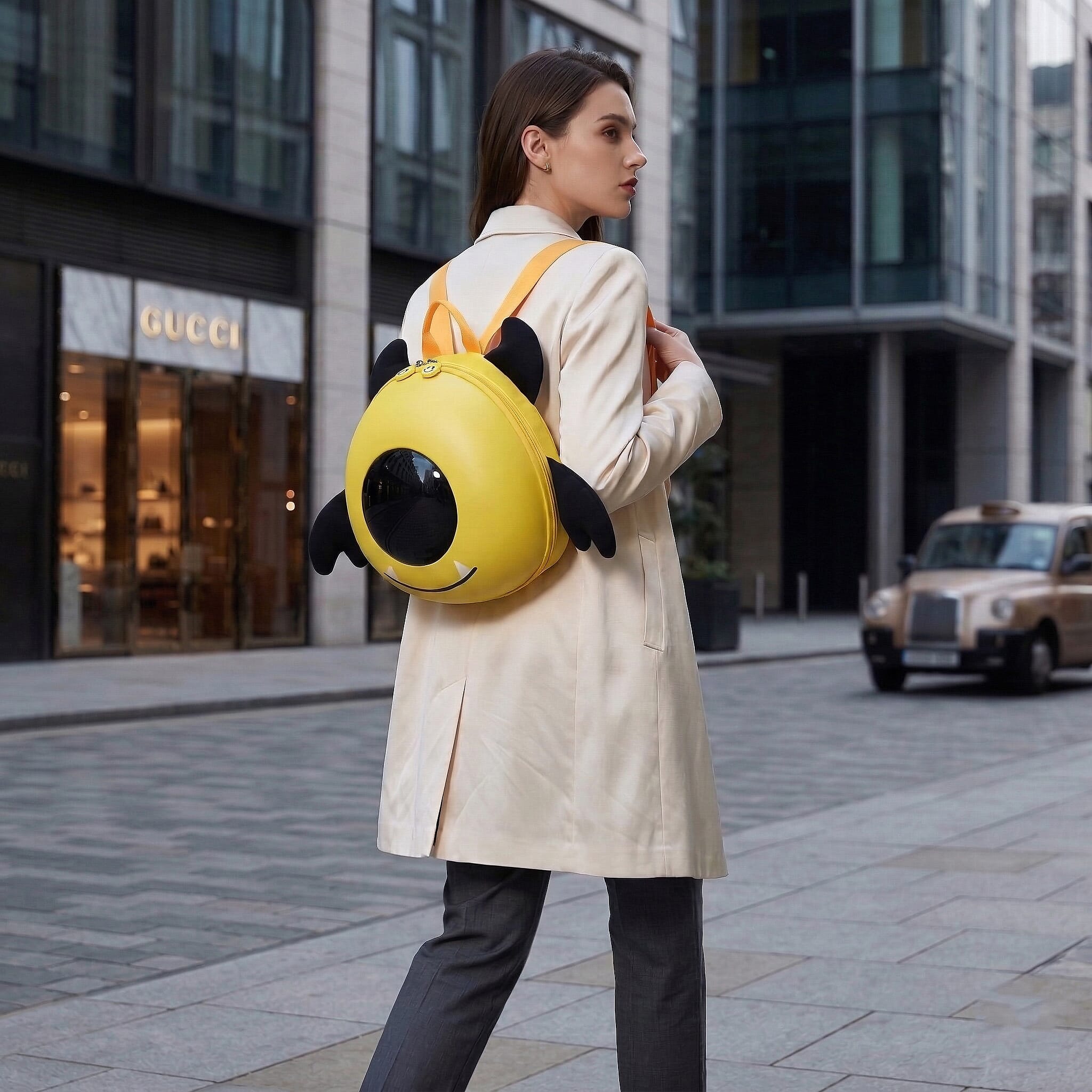 ABS Patterned Backpack (Size 27x16x26 cm) - Light Yellow