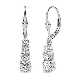 D'Joy Moissanite Graduated Drop Earring with Lever Back in Yellow Gold Plated Sterling Silver 1.64 Ct.