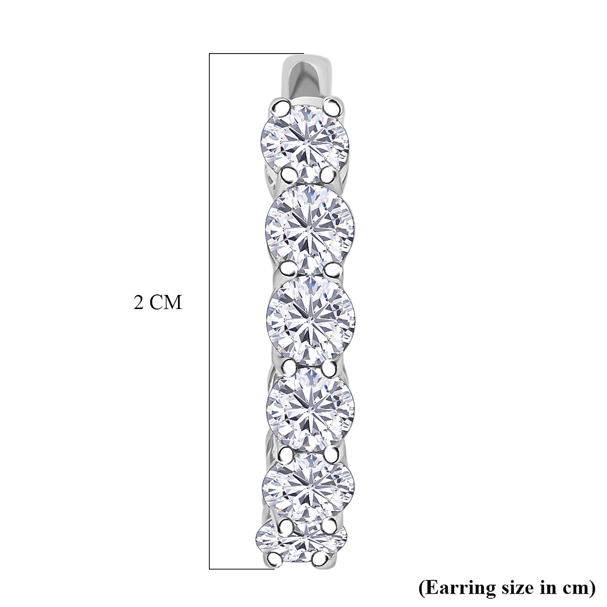 D'Joy Moissanite Hoop Earrings with Clasp in Platinum Over Sterling Silver 1.90 Ct.