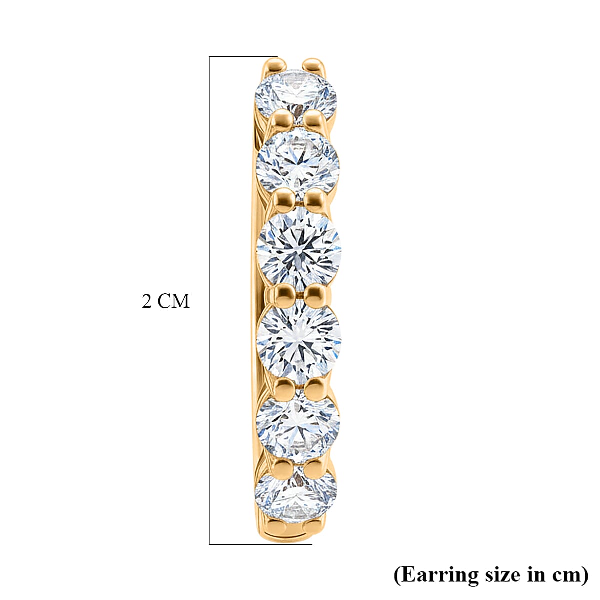 D'Joy Moissanite Hoop Earrings with Clasp in Yellow Gold Plated Sterling Silver 1.90 Ct.