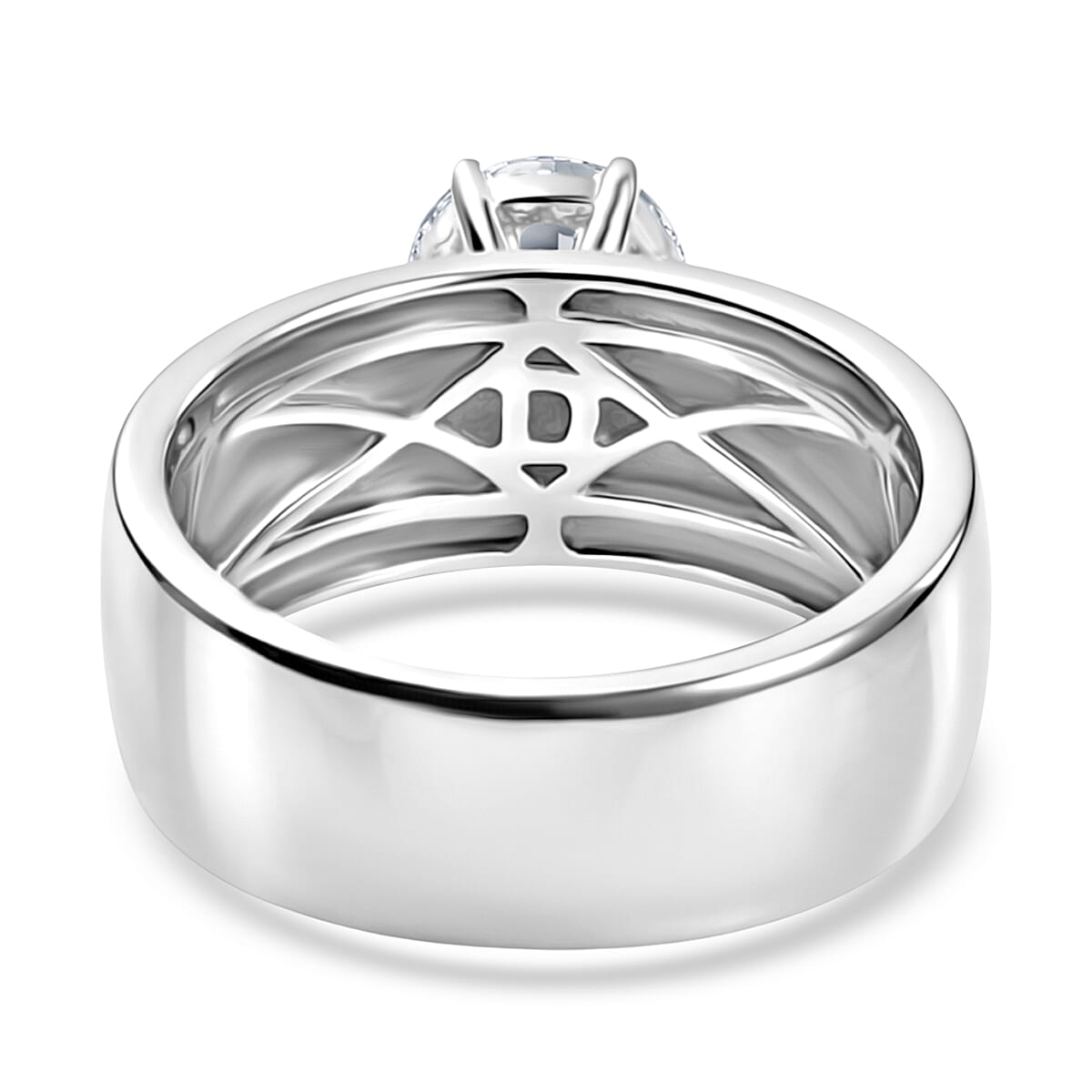 D'Joy Moissanite Band Solitaire Ring in Rhodium Overlay Sterling Silver 1.20 Ct.
