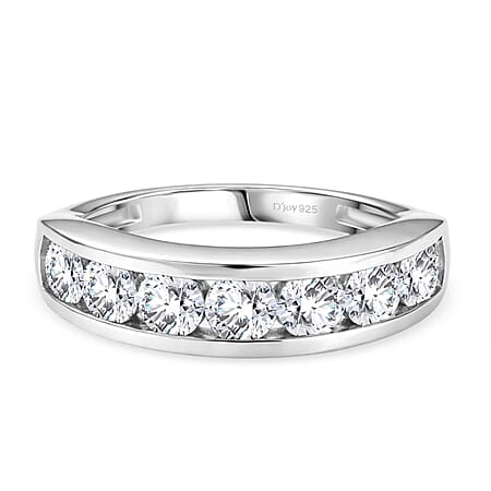 D'Joy Moissanite Half-Eternity Band Ring in Platinum Overlay Sterling Silver 1.70 Ct. D'Joy Moissanite Half-Eternity Band Ring in Platinum Overlay Sterling Silver 1.70 Ct.