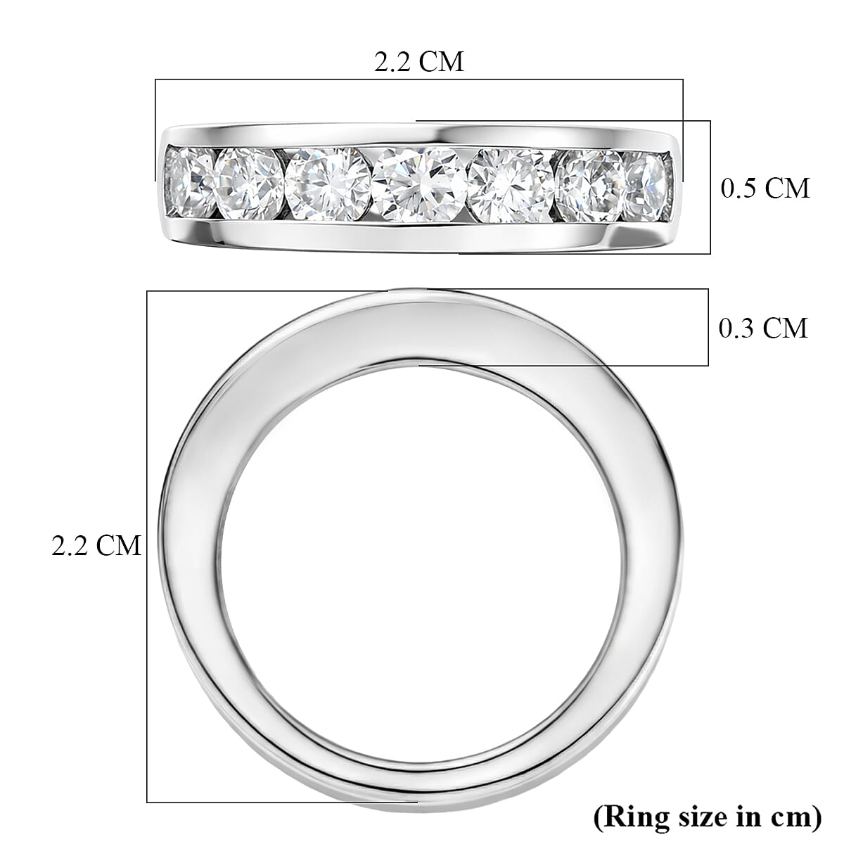 DOD- D'Joy Moissanite Band Ring in Platinum Overlay Sterling Silver 1.70 Ct.