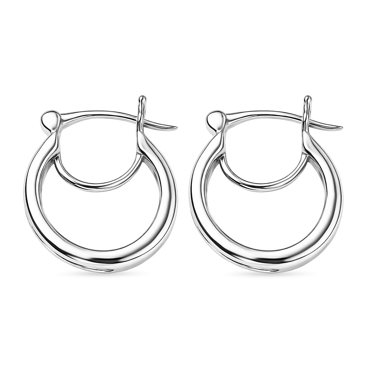 D'Joy Moissanite Hoop Earring with Clasp in Platinum Overlay Sterling Silver 1.29 Ct.