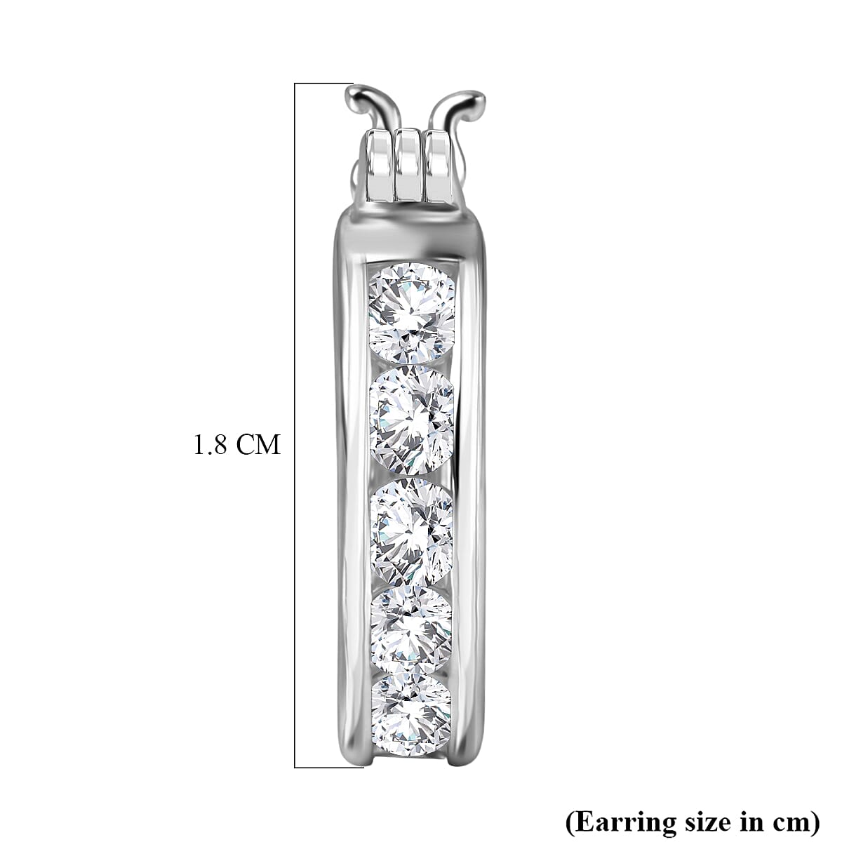 D'Joy Moissanite Hoop Earring with Clasp in Platinum Overlay Sterling Silver 1.29 Ct.