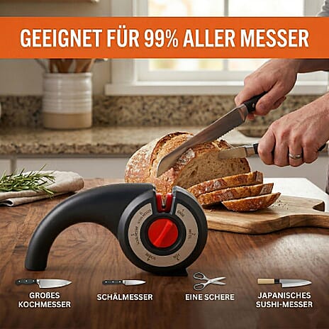 6-in-1 Multifunction Manual Knife Sharpener (185 x 44 x 93 mm) - Black