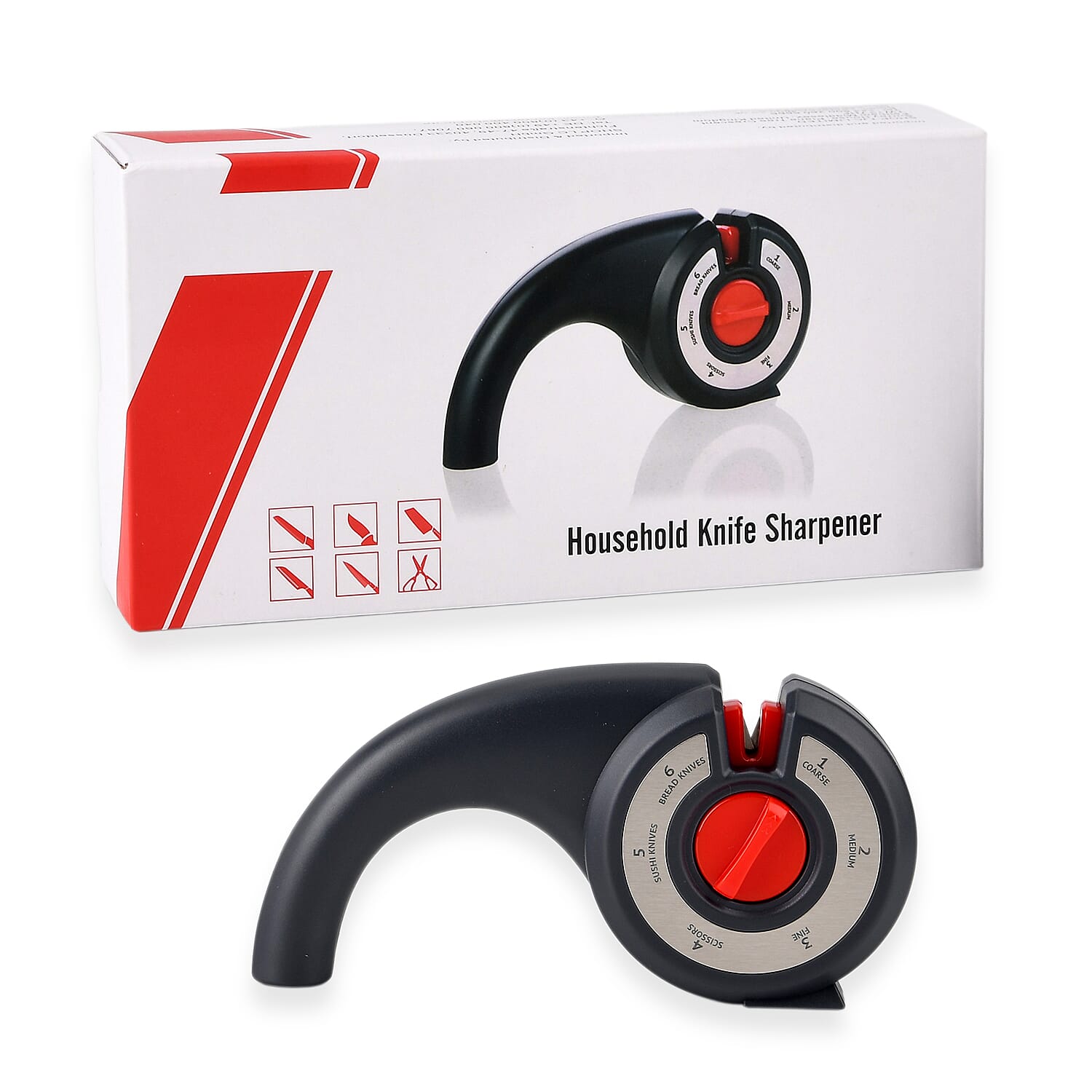 6-in-1 Multifunction Manual Knife Sharpener - Black